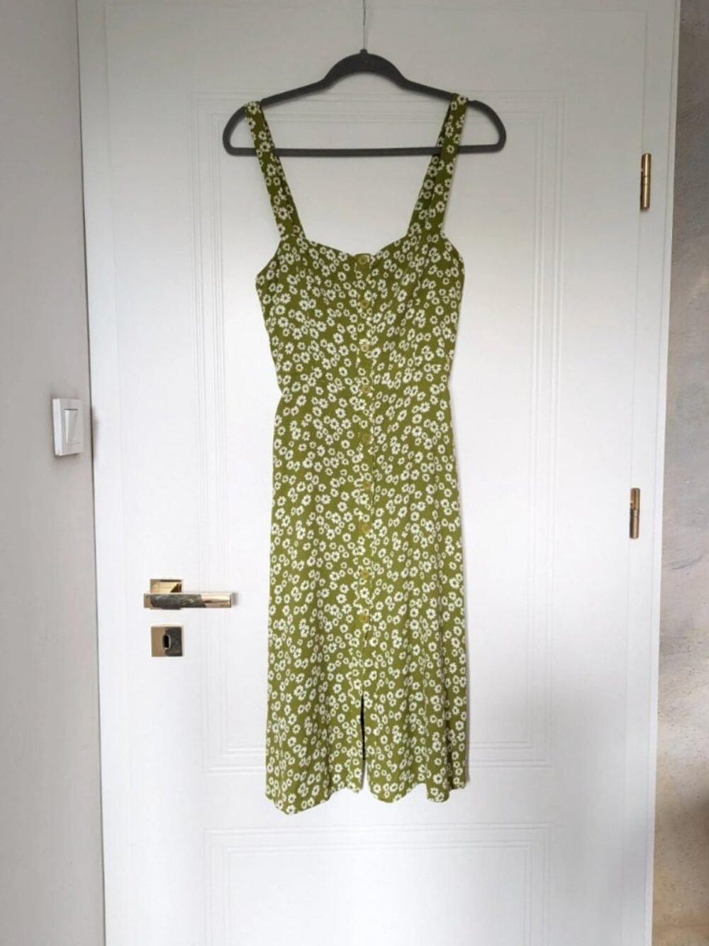Reformation Floral Midi Dress Green Daisy Print Size 8